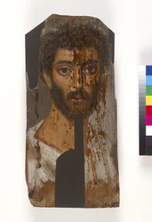 Retrato de múmia masculina, provavelmente do século 2 a 3 dC (encáustica em madeira)
